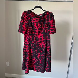 DKNY Red and Black Midi Dress